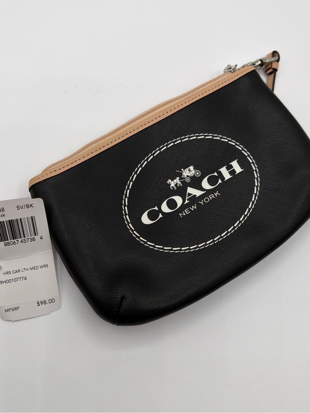 Coach horse and carriage leather wristlet